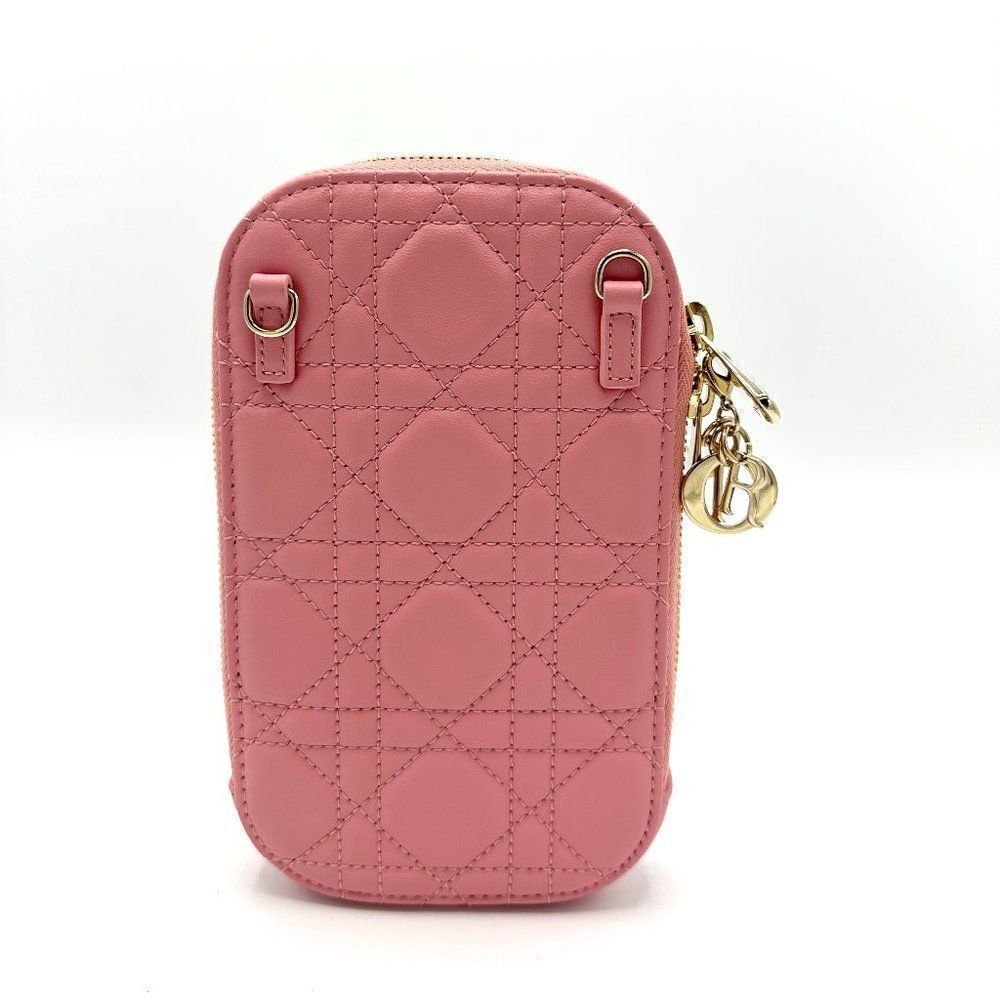 Dior Pink Cannage Champagne GHW Accessory Case Crossbody - Picture 2 of 8